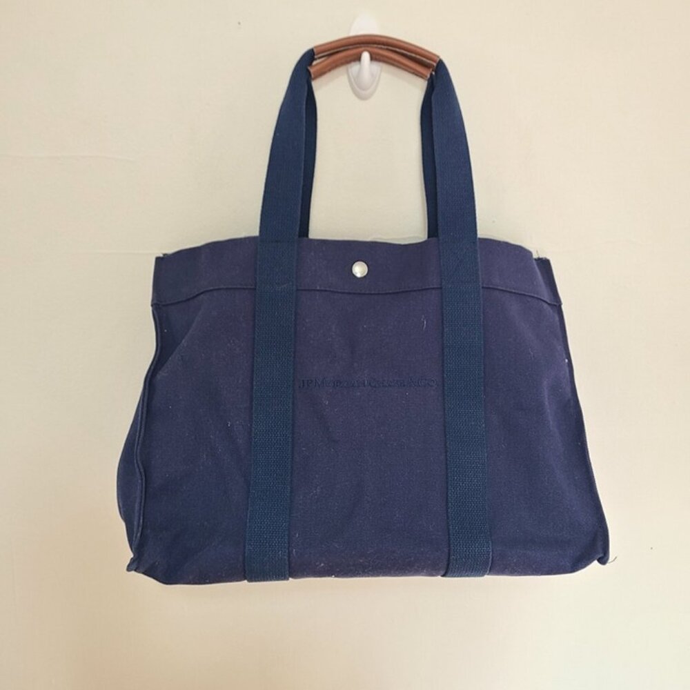 Scarborough & Tweed Large Canvas Tote Banker Shopping Bag Navy Blue JP Morgan